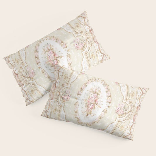 Antique French 19th Century Aubusson Rose Floral Pillow Sham Gallery Image 2