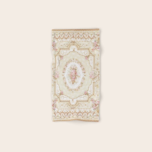 Antique French 19th Century Aubusson Rose Floral Bath Towel Gallery Image 1