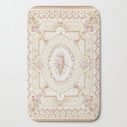 Antique French 19th Century Aubusson Rose Floral Bath Mat Gallery Image 2