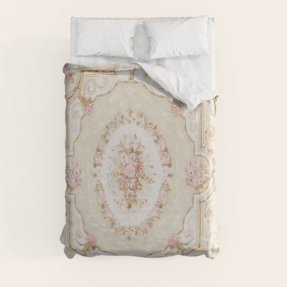 Antique French 19th Century Aubusson Rose Floral Duvet Cover Gallery Image 8