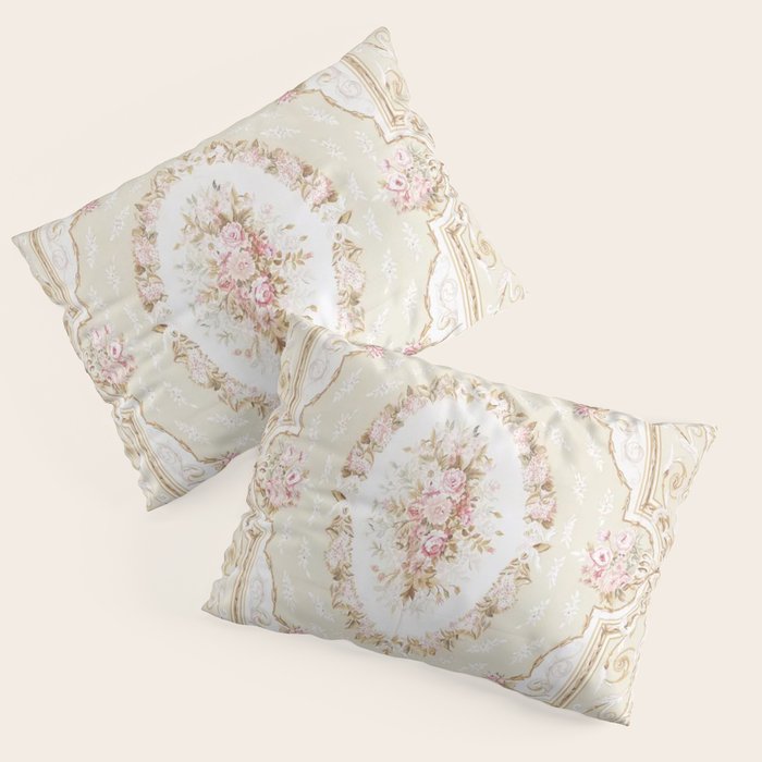 Antique French 19th Century Aubusson Rose Floral Pillow Sham Gallery Image 3