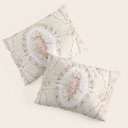 Antique French 19th Century Aubusson Rose Floral Pillow Sham Gallery Image 1