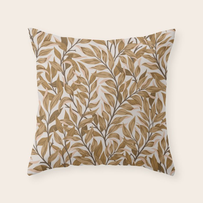 Autumn Botnica Foliage in Neutral Throw Pillow Gallery Image 1