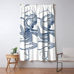 Blue nautical vintage octopus illustration Window Curtain Gallery Image 1
