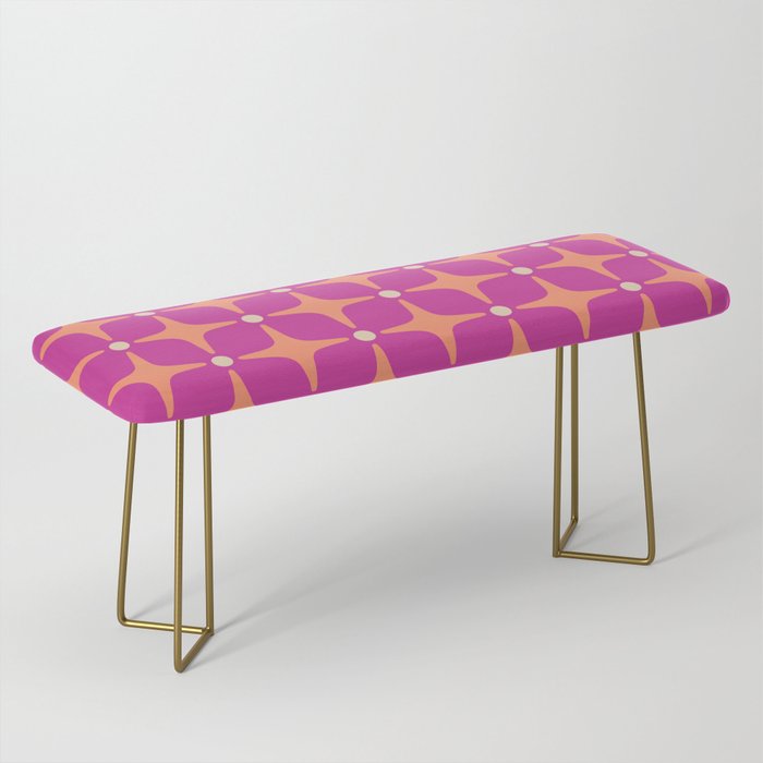 Mid Century Modern Star Pattern 143 Magenta and Orange Bench Gallery Image 2