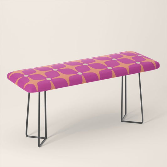 Mid Century Modern Star Pattern 143 Magenta and Orange Bench Gallery Image 1