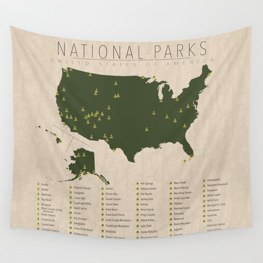 US National Parks Wall Tapestry Gallery Image 1