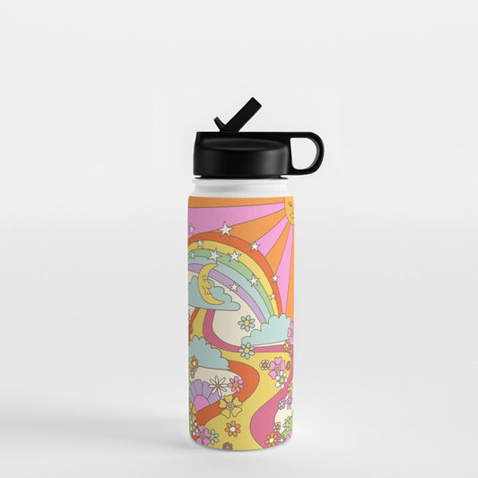 retro hippie boho print Water Bottle Gallery Image 1