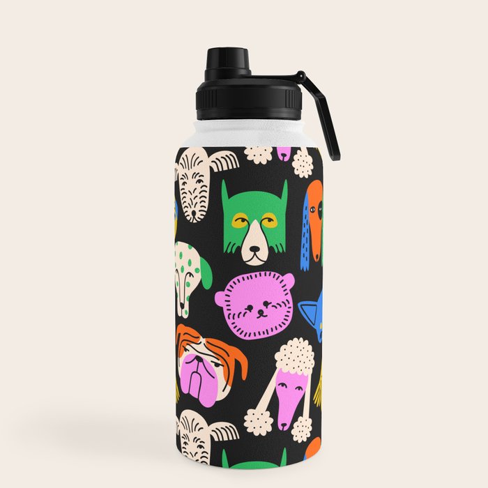 Funny colorful dog cartoon pattern Water Bottle Gallery Image 5