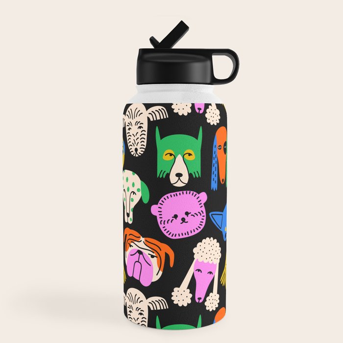 Funny colorful dog cartoon pattern Water Bottle Gallery Image 4
