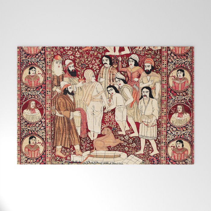 Kerman South Persian Pictorial Rug with Joseph Welcome Mat Gallery Image 1
