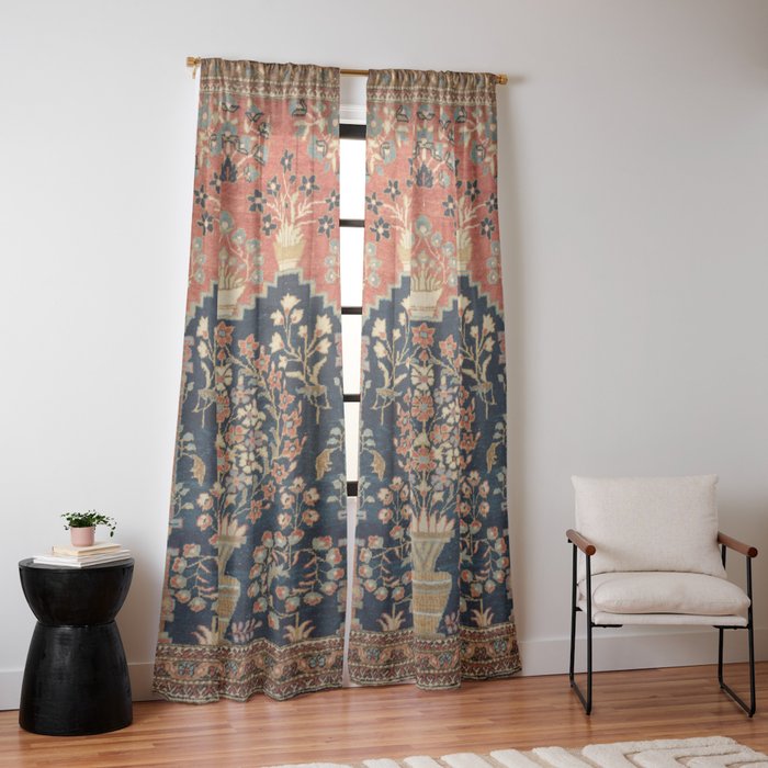 Kashan Poshti Antique Central Persian Rug Print Window Curtain Gallery Image 10