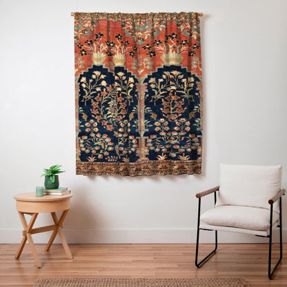 Kashan Poshti Antique Central Persian Rug Print Window Curtain Gallery Image 3