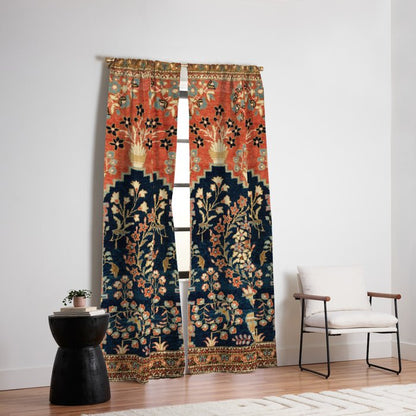 Kashan Poshti Antique Central Persian Rug Print Window Curtain Gallery Image 6