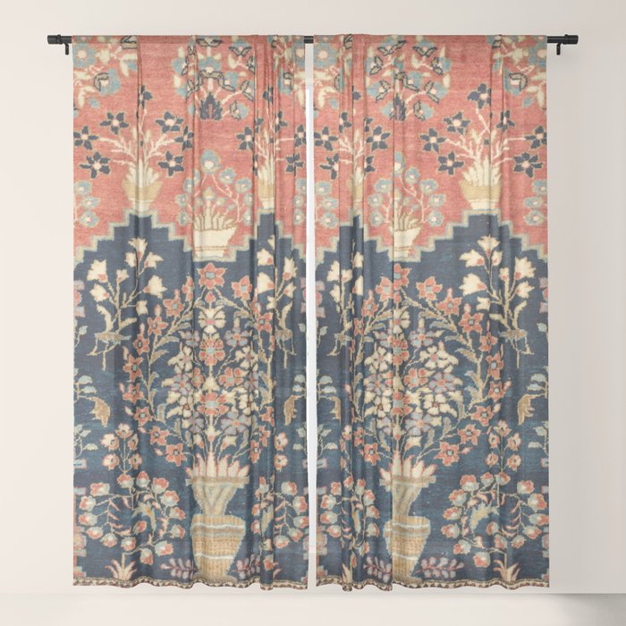 Kashan Poshti Antique Central Persian Rug Print Window Curtain Gallery Image 21