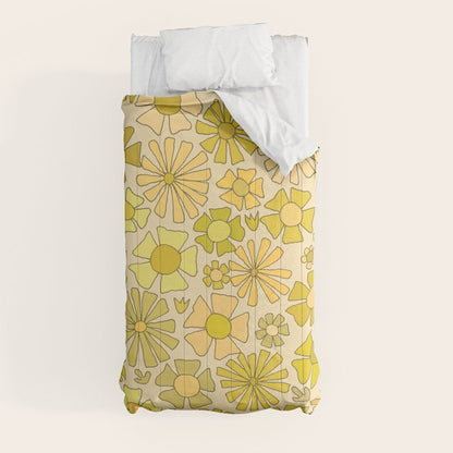 flower power // retro flower pattern by surfy birdy Comforter Gallery Image 9
