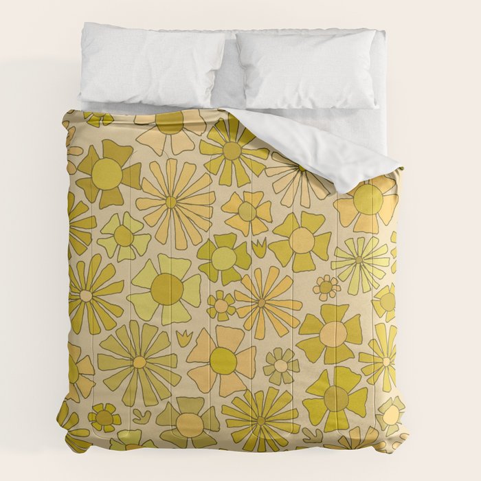 flower power // retro flower pattern by surfy birdy Comforter Gallery Image 7