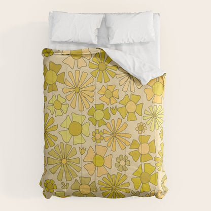 flower power // retro flower pattern by surfy birdy Comforter Gallery Image 6