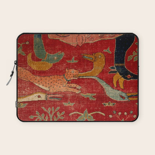 Animal Grotesques Mughal Carpet Fragment Digital Painting Laptop Sleeve Gallery Image 1