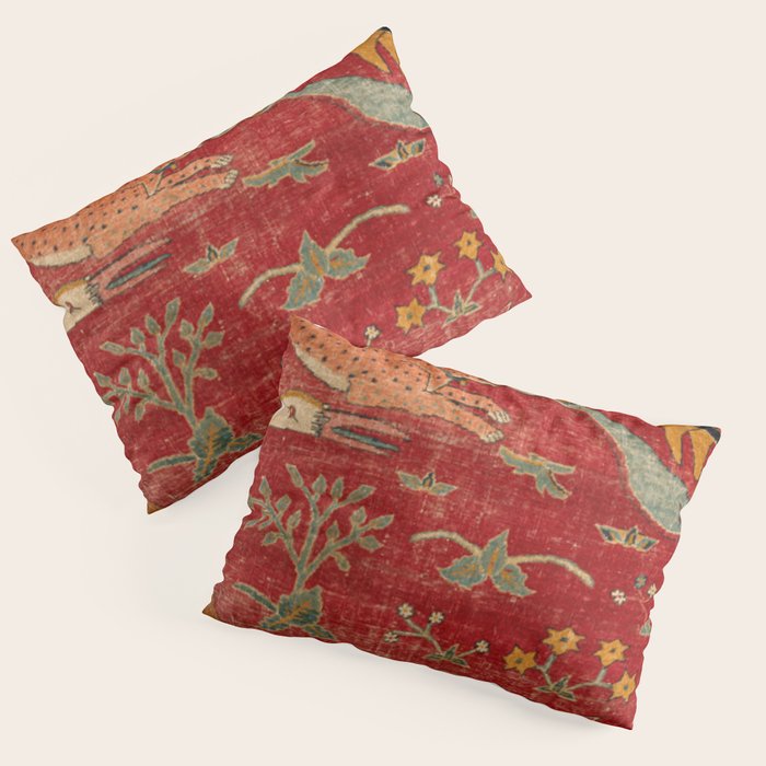Animal Grotesques Mughal Carpet Fragment Digital Painting Pillow Sham Gallery Image 3