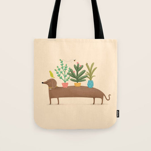 Dachshund & Parrot Tote Bag Gallery Image 1