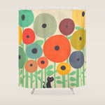 Cat in flower garden Shower Curtain Gallery Image 1