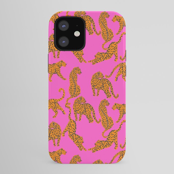 Abstract leopard with red lips illustration in fuchsia background iPhone Case Gallery Image 41