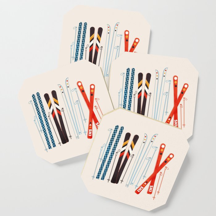 Retro Ski Illustration Coaster Gallery Image 1