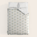 Delicate floral bouquets with vertical stripes - light blue peacock and moss green flowers pattern Comforter Gallery Image 1