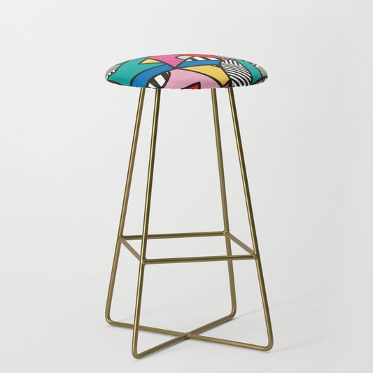 Colorful Memphis Milano Modern Geometric Shapes - 80s 90s retro electroclash pop art Aztec Stool Gallery Image 2