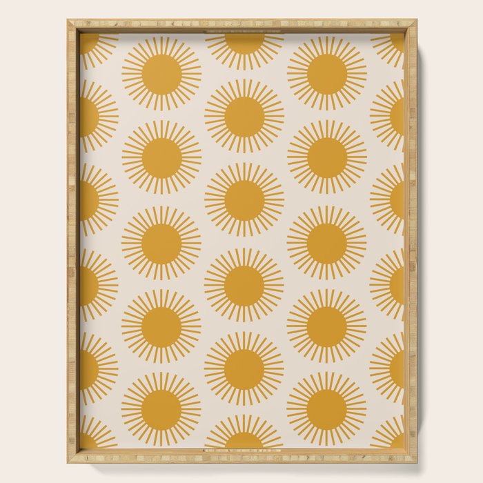 Boho Summer Sun Pattern I Golden Serving Tray Gallery Image 1