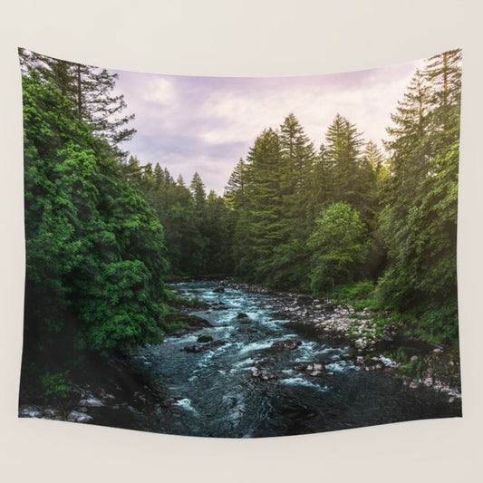 PNW River Run II - Pacific Northwest Nature Photography Wall Tapestry Gallery Image 1