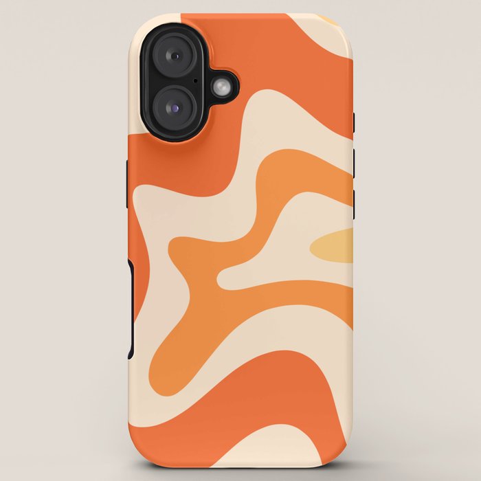 Retro Liquid Swirl Abstract Pattern Square Tangerine Orange Tones iPhone Case Gallery Image 5