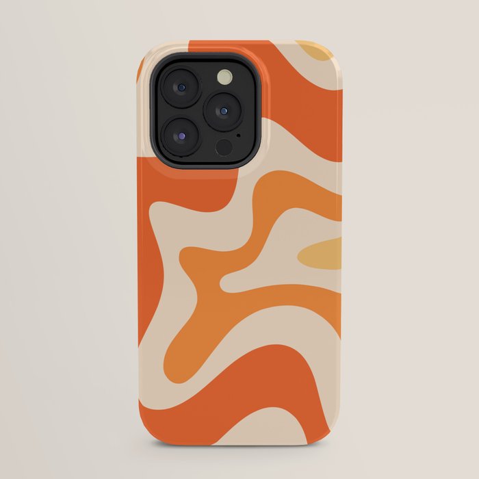Retro Liquid Swirl Abstract Pattern Square Tangerine Orange Tones iPhone Case Gallery Image 31