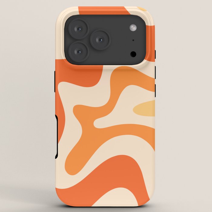 Retro Liquid Swirl Abstract Pattern Square Tangerine Orange Tones iPhone Case Gallery Image 7