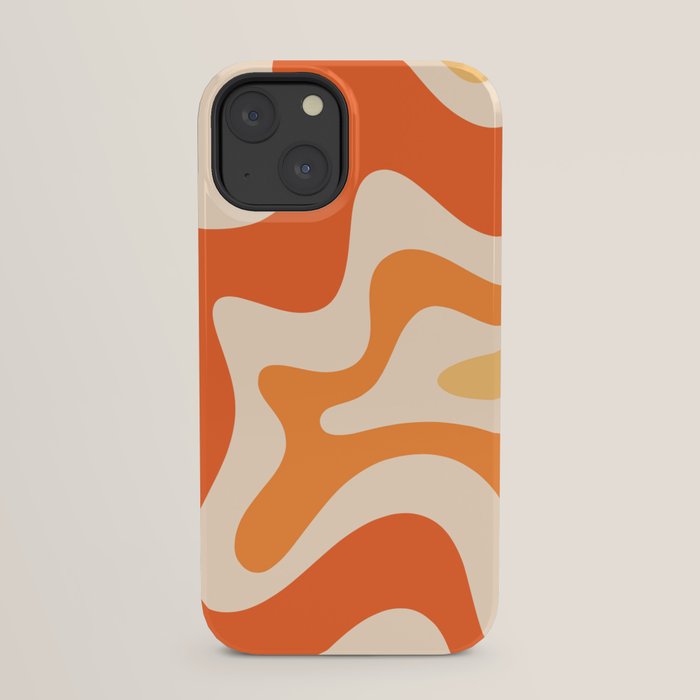 Retro Liquid Swirl Abstract Pattern Square Tangerine Orange Tones iPhone Case Gallery Image 21