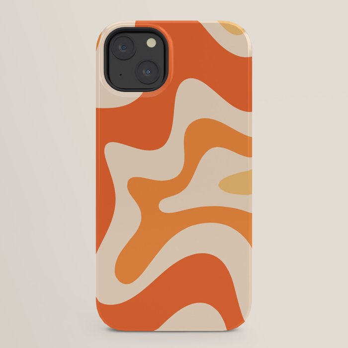 Retro Liquid Swirl Abstract Pattern Square Tangerine Orange Tones iPhone Case Gallery Image 22