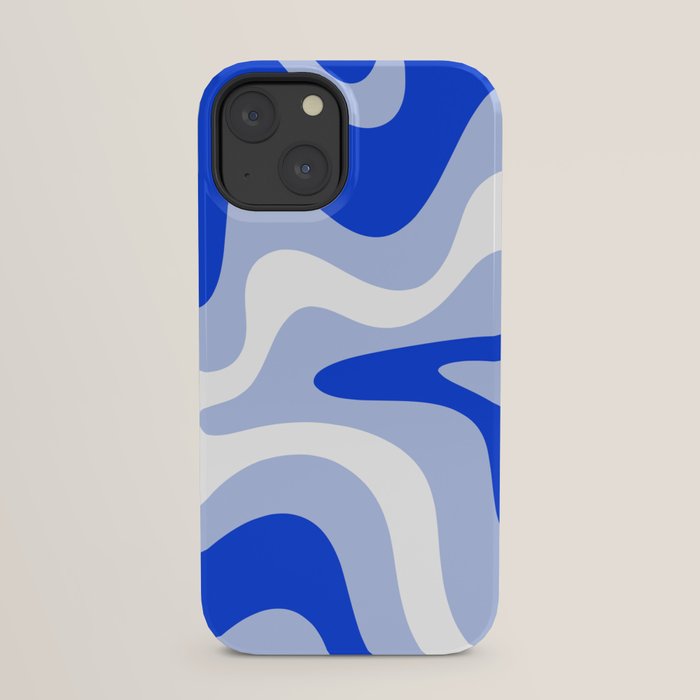 Retro Liquid Swirl Abstract Pattern Square in Royal Blue, Light Blue, and White iPhone Case Gallery Image 29