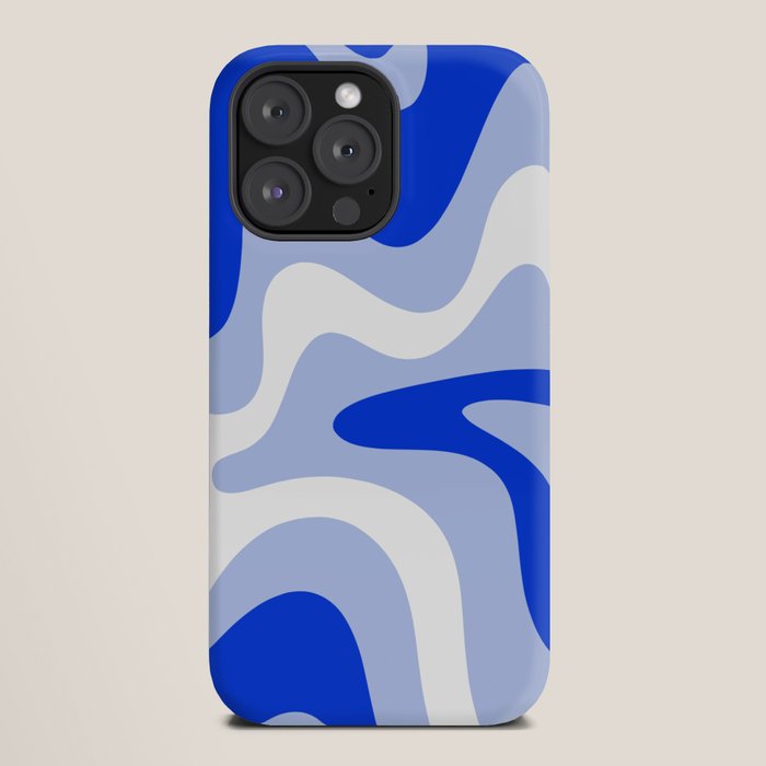 Retro Liquid Swirl Abstract Pattern Square in Royal Blue, Light Blue, and White iPhone Case Gallery Image 20