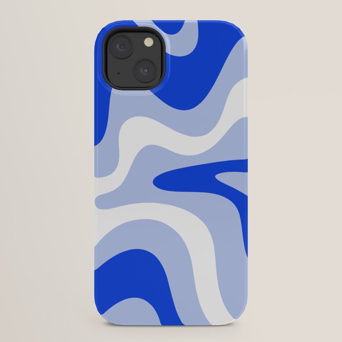 Retro Liquid Swirl Abstract Pattern Square in Royal Blue, Light Blue, and White iPhone Case Gallery Image 30