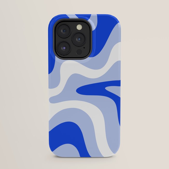 Retro Liquid Swirl Abstract Pattern Square in Royal Blue, Light Blue, and White iPhone Case Gallery Image 23
