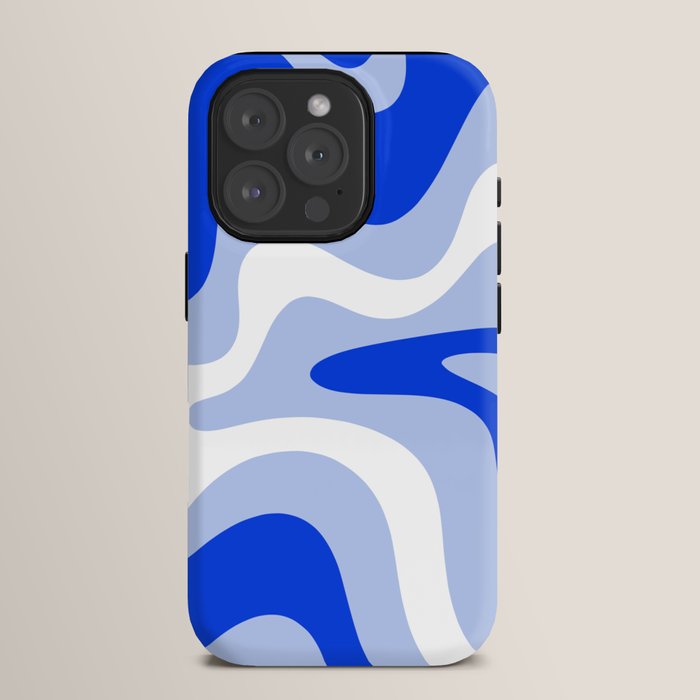 Retro Liquid Swirl Abstract Pattern Square in Royal Blue, Light Blue, and White iPhone Case Gallery Image 15