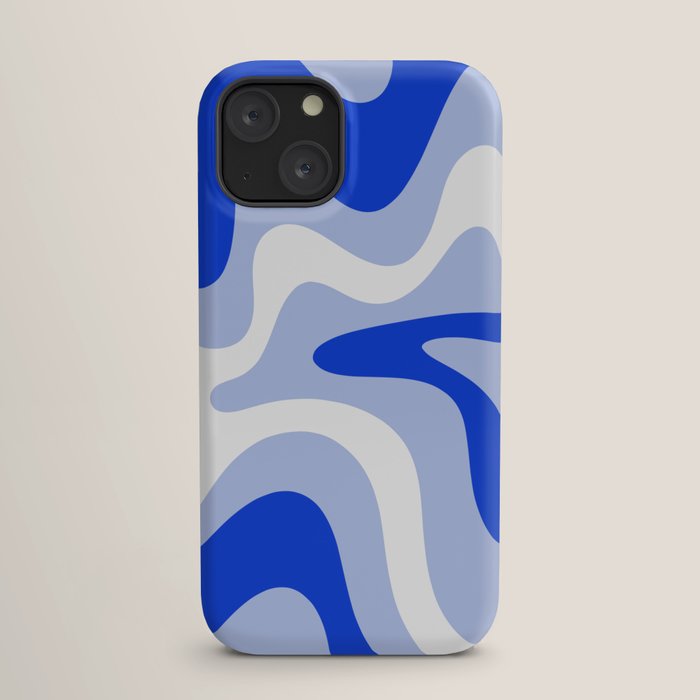 Retro Liquid Swirl Abstract Pattern Square in Royal Blue, Light Blue, and White iPhone Case Gallery Image 17