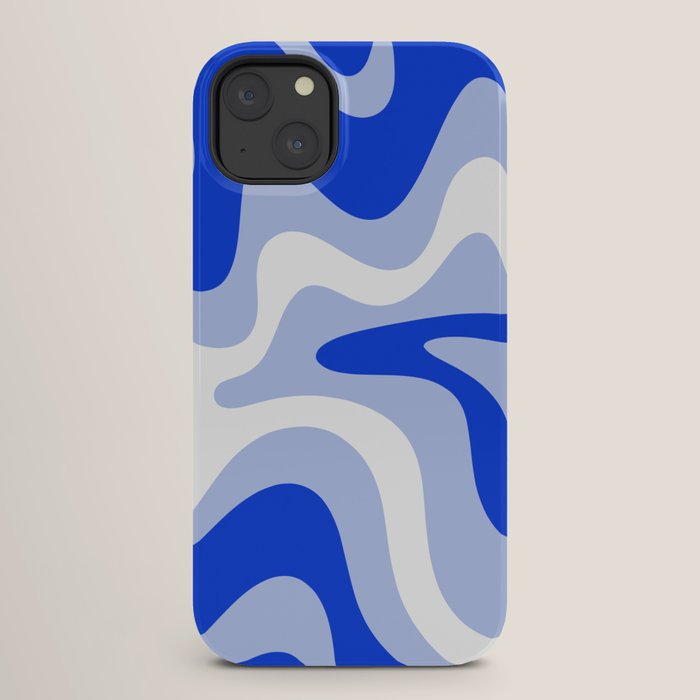 Retro Liquid Swirl Abstract Pattern Square in Royal Blue, Light Blue, and White iPhone Case Gallery Image 26