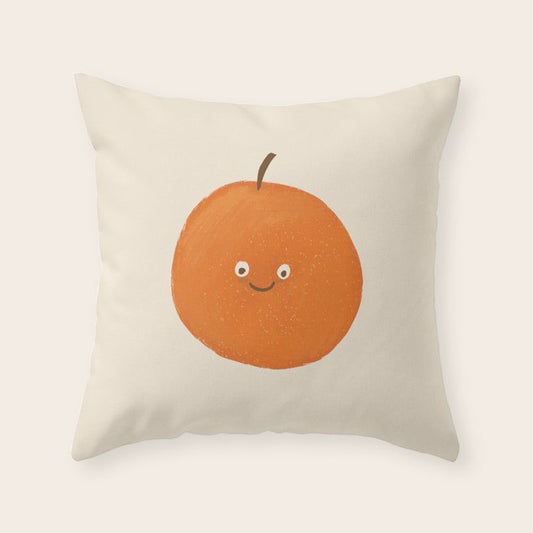 Kawaii Orange Throw Pillow Gallery Image 1