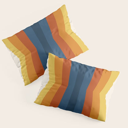 Bright 70's Retro Stripes Reflection Pillow Sham Gallery Image 3