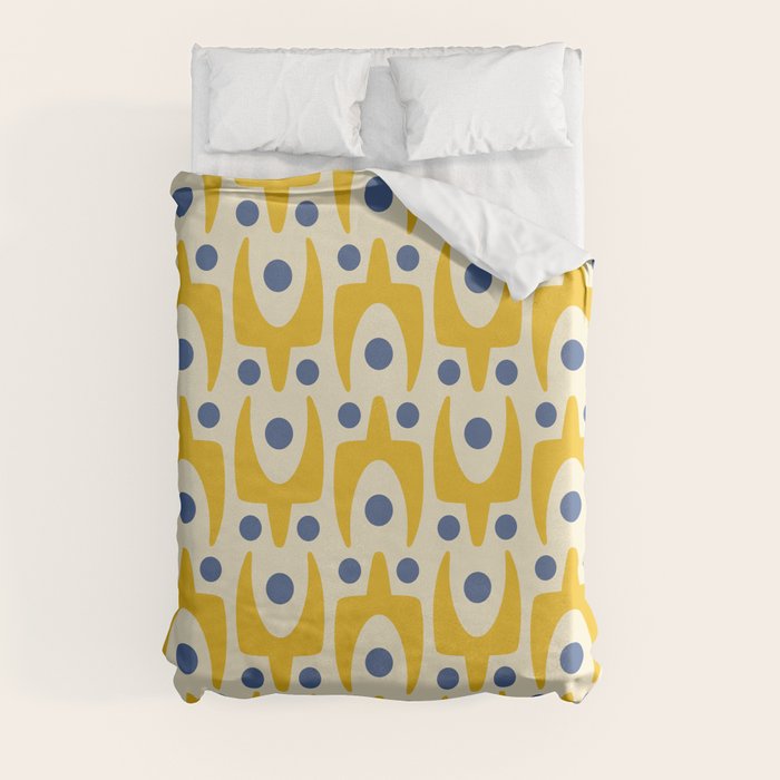 Mid Century Modern Abstract Pattern 641 Googie Yellow and Blue Duvet Cover Gallery Image 3