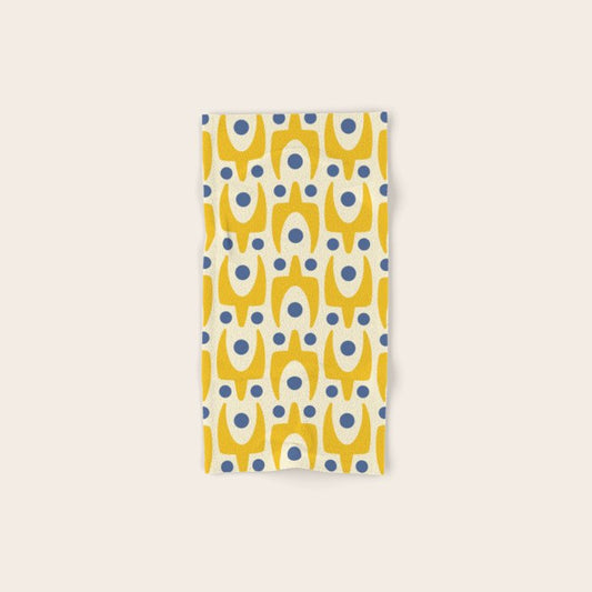 Mid Century Modern Abstract Pattern 641 Googie Yellow and Blue Towels Gallery Image 1