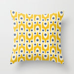 Mid Century Modern Abstract Pattern 641 Googie Yellow and Blue Throw Pillow Gallery Image 1