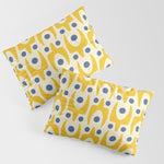 Mid Century Modern Abstract Pattern 641 Googie Yellow and Blue Pillow Sham Gallery Image 1